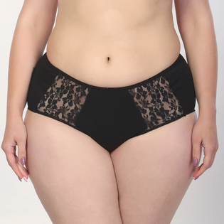 Хлопковые трусы слип с высокой посадкой и вставками из кружевного полотна
