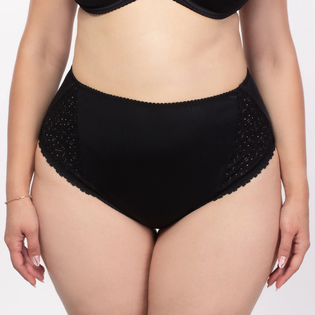 Высокие трусики слип макси с кружевными вставками